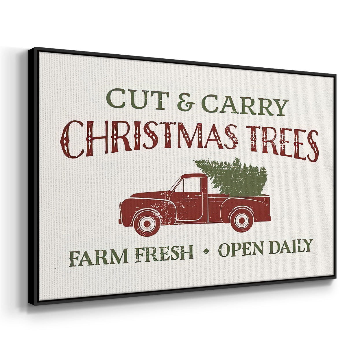 Christmas Farm Sign II - Floater Framed Canvas Print