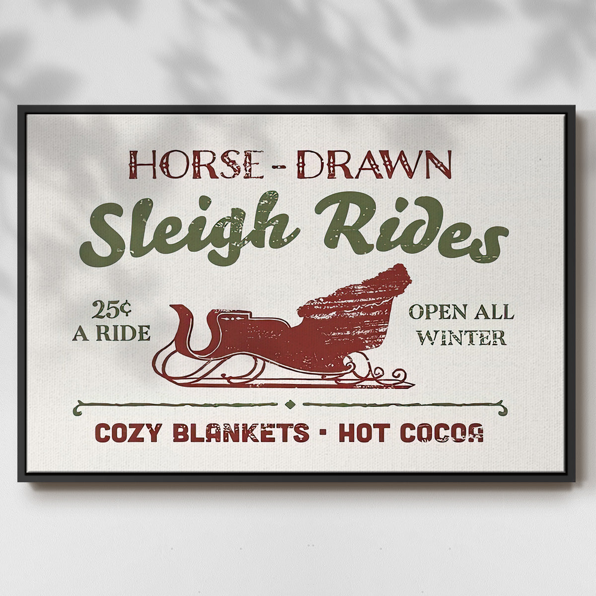 Christmas Farm Sign III - Floater Framed Canvas Print