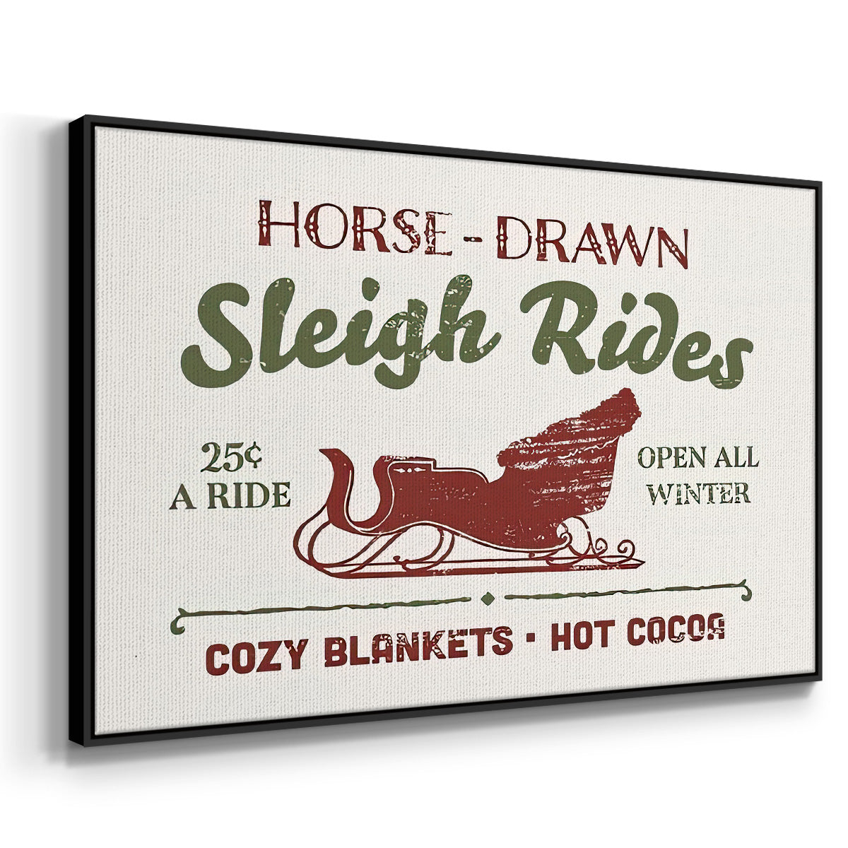 Christmas Farm Sign III - Floater Framed Canvas Print