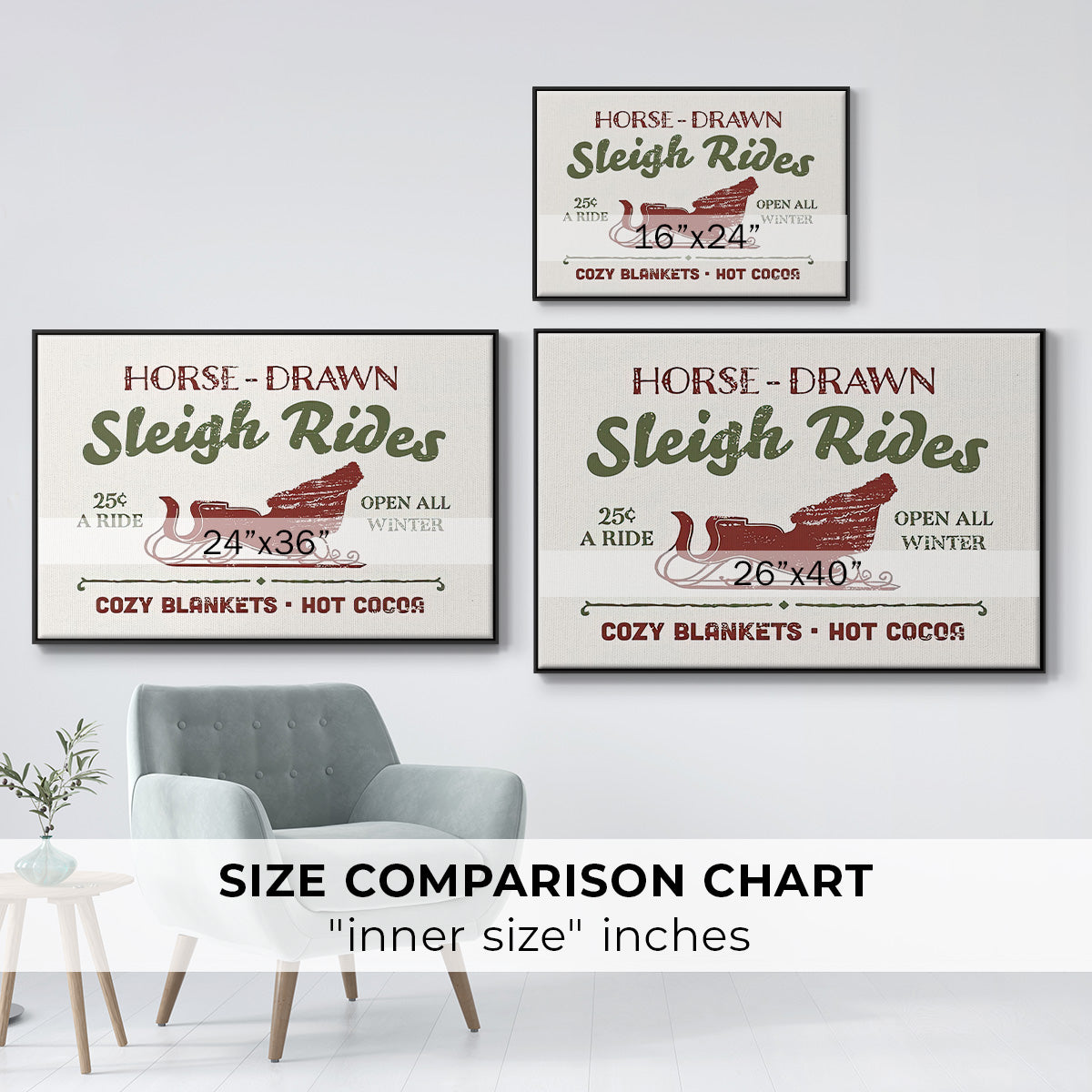 Christmas Farm Sign III - Floater Framed Canvas Print