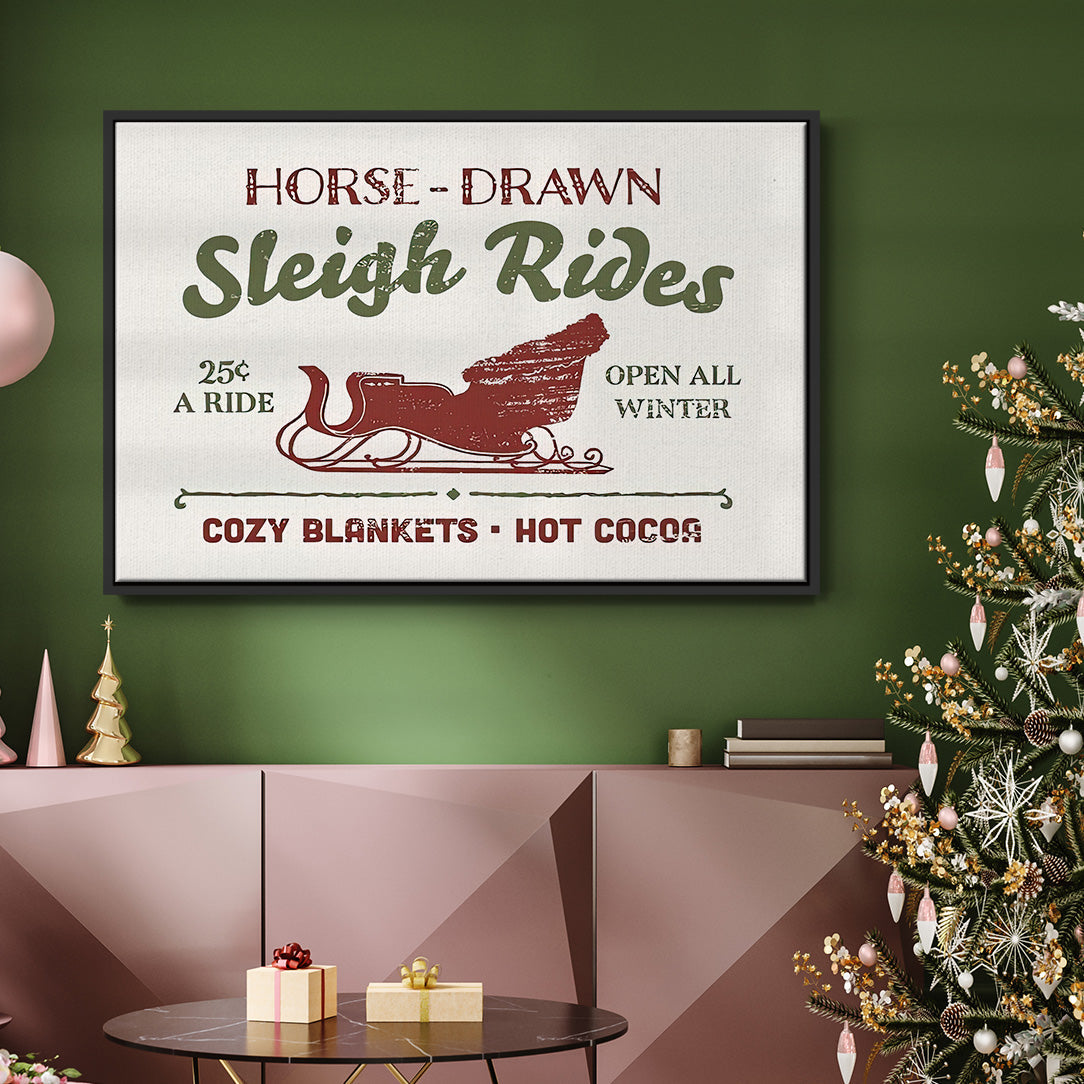 Christmas Farm Sign III - Floater Framed Canvas Print