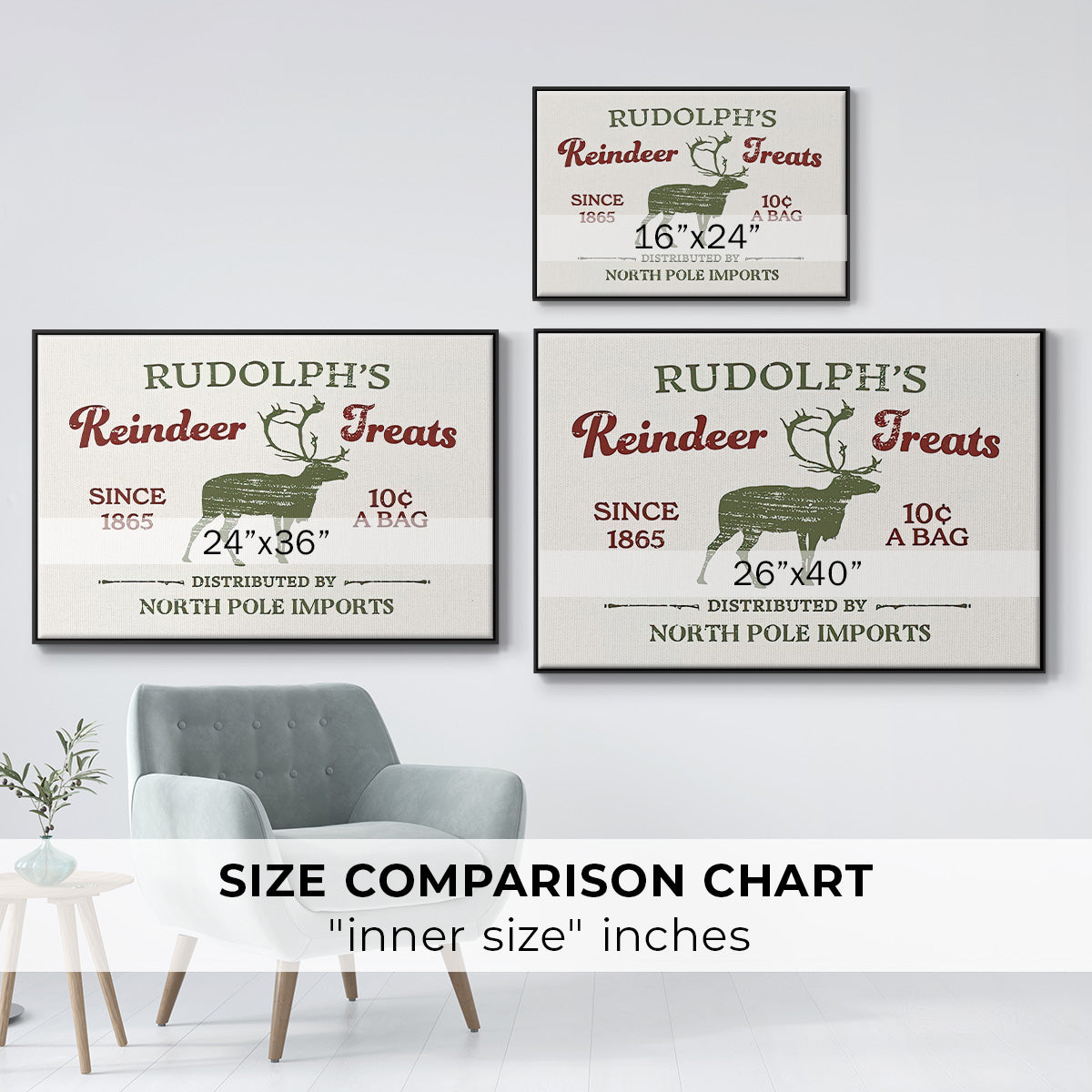 Christmas Farm Sign IV - Floater Framed Canvas Print