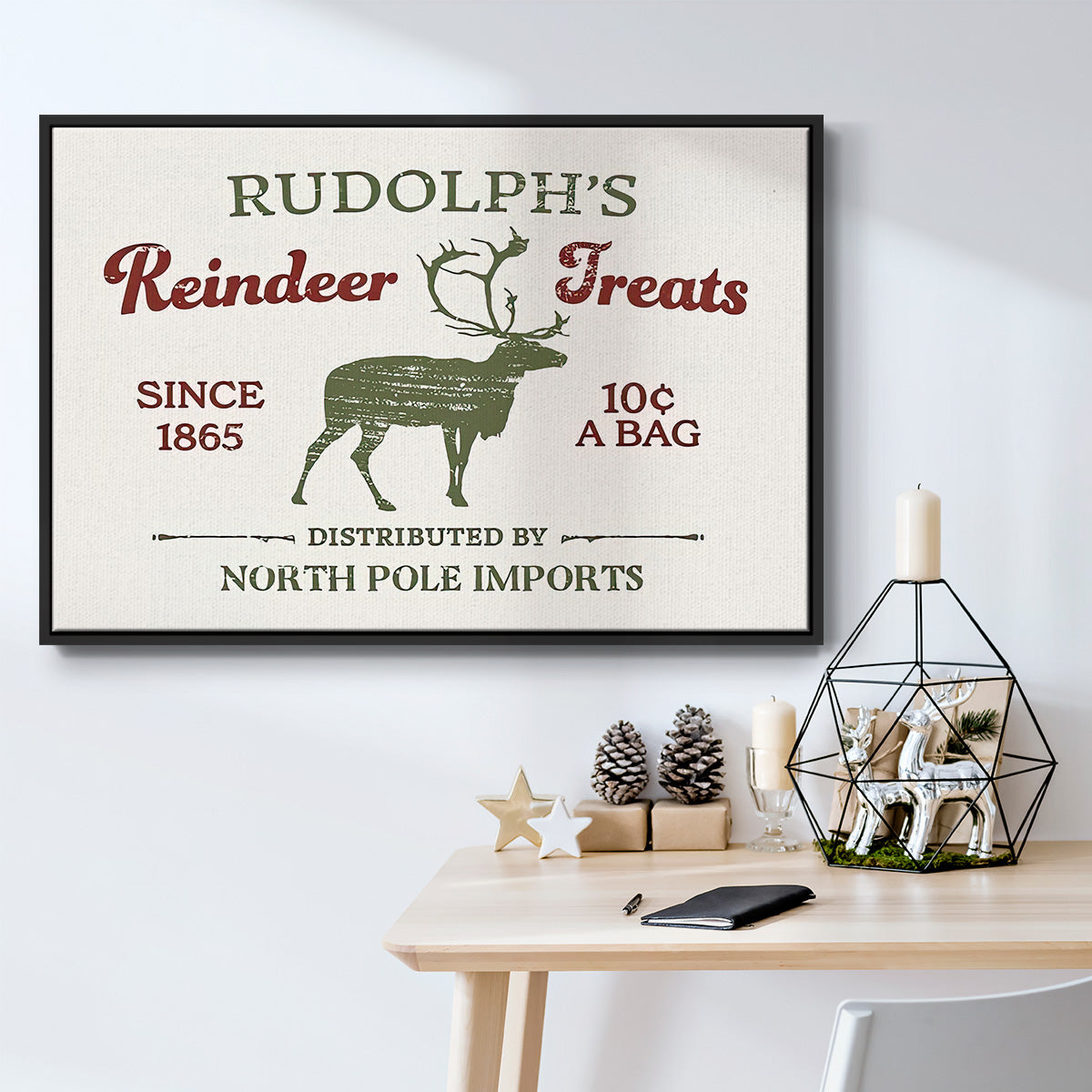 Christmas Farm Sign IV - Floater Framed Canvas Print