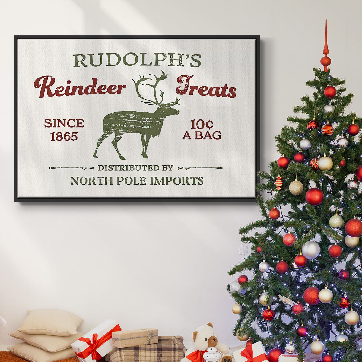 Christmas Farm Sign IV - Floater Framed Canvas Print