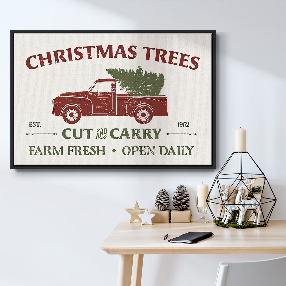 Christmas Farm Sign Collection A - Floater Framed Canvas Print