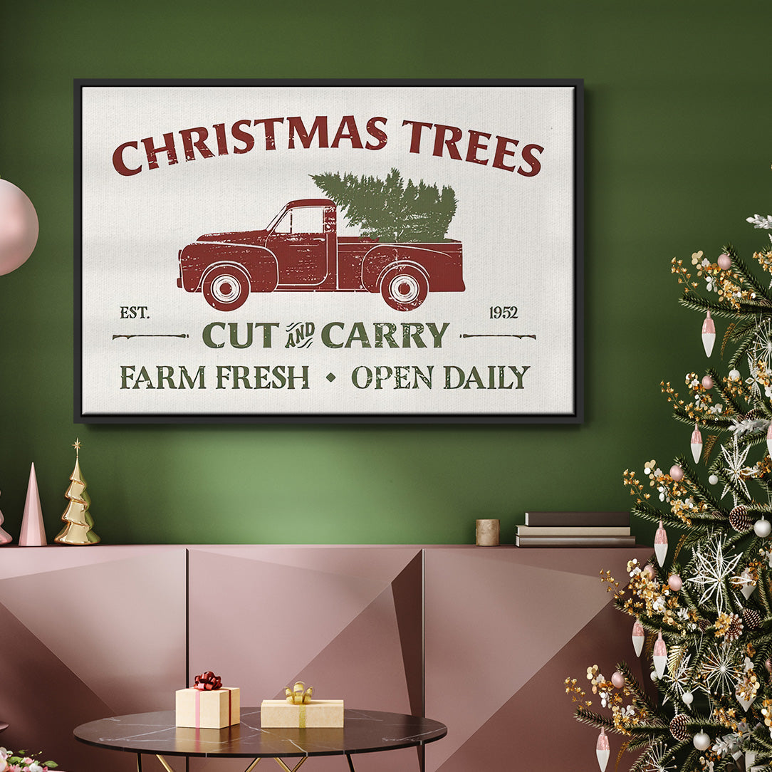 Christmas Farm Sign Collection A - Floater Framed Canvas Print