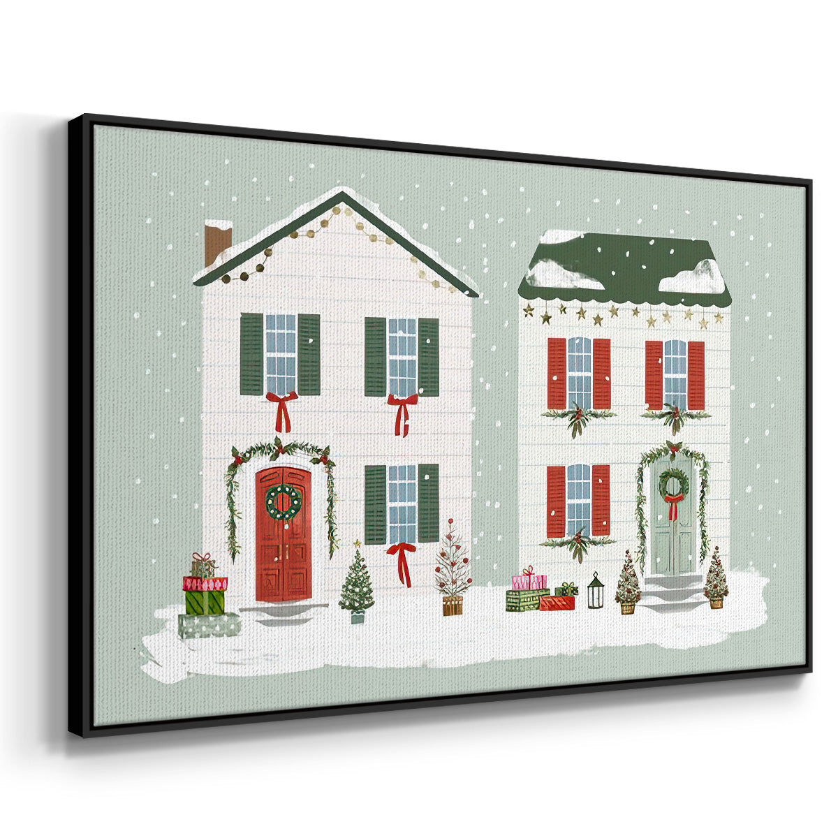 Festive Front Door Collection A - Floater Framed Canvas Print
