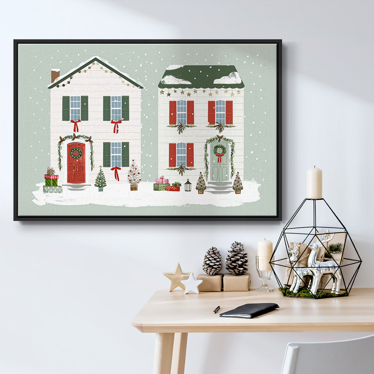 Festive Front Door Collection A - Floater Framed Canvas Print