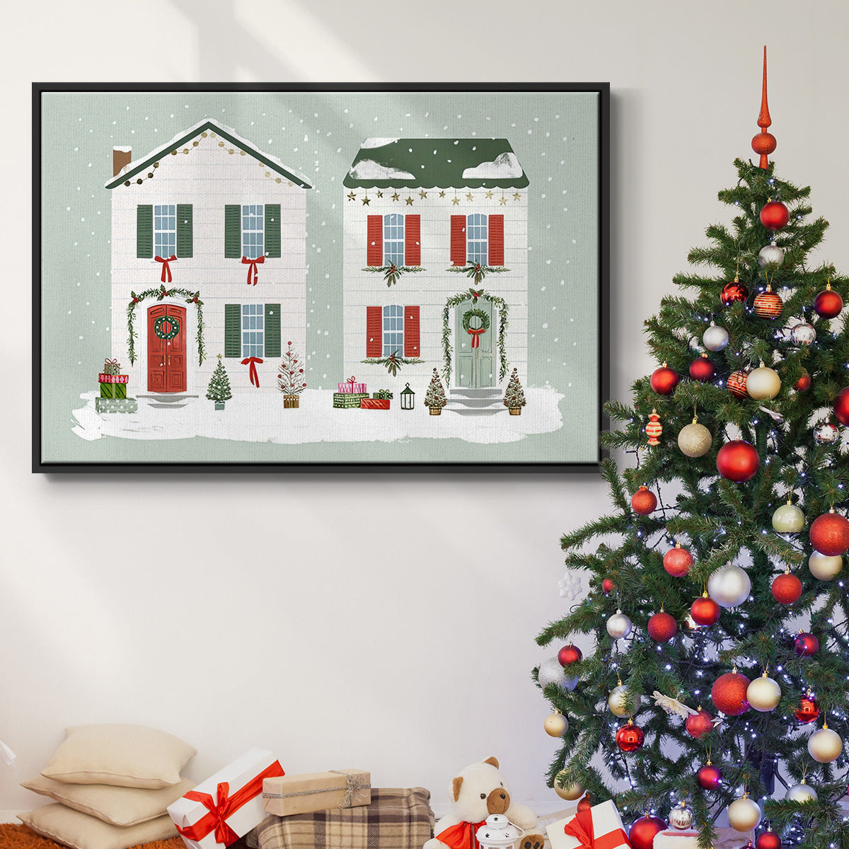 Festive Front Door Collection A - Floater Framed Canvas Print