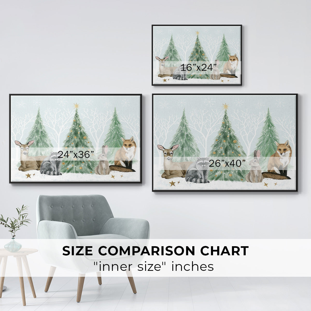 Christmas in the Forest Collection A - Floater Framed Canvas Print