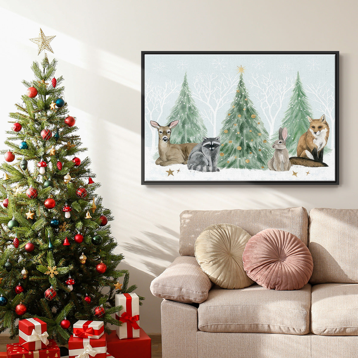 Christmas in the Forest Collection A - Floater Framed Canvas Print