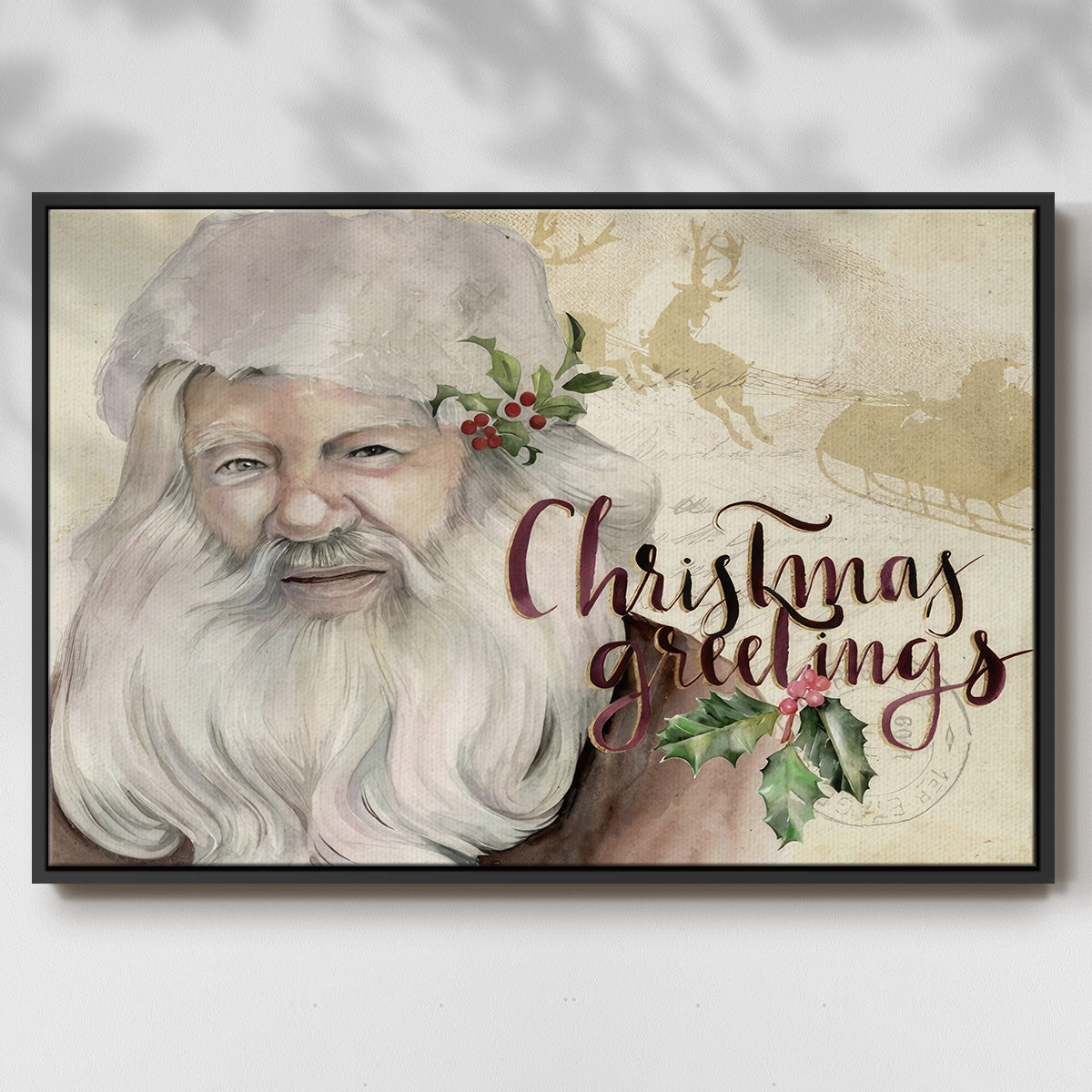 Christmas Greetings Collection A - Floater Framed Canvas Print