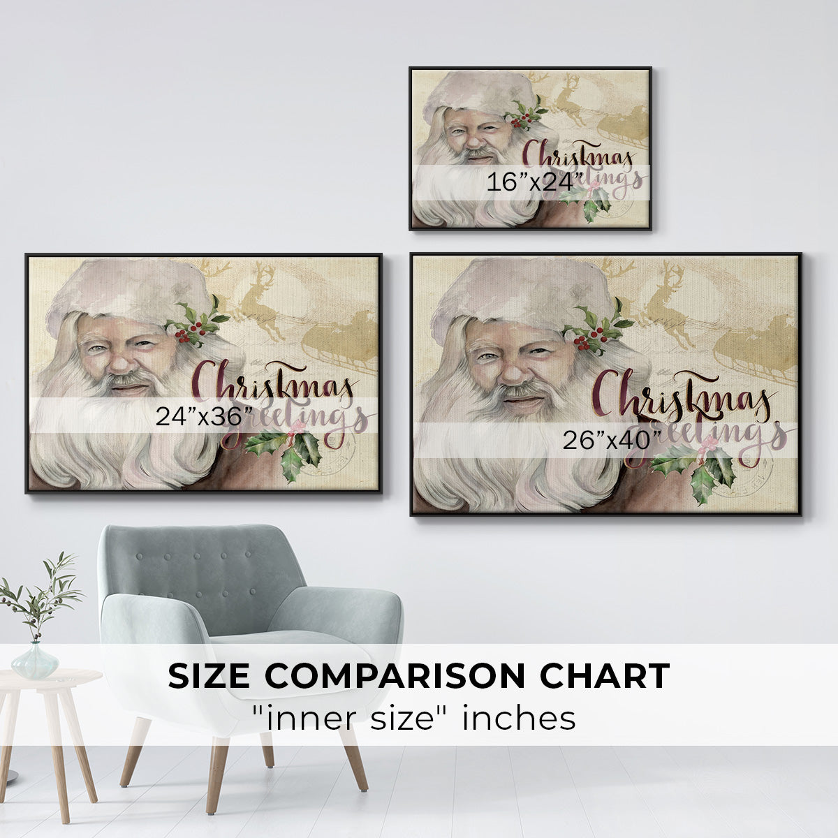 Christmas Greetings Collection A - Floater Framed Canvas Print