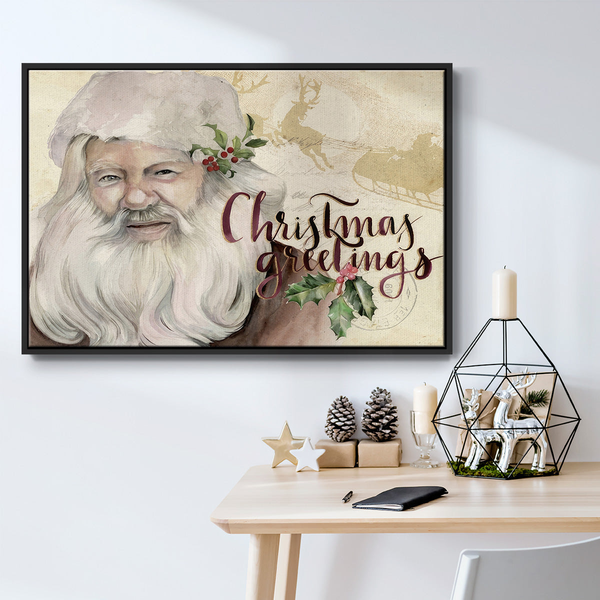 Christmas Greetings Collection A - Floater Framed Canvas Print