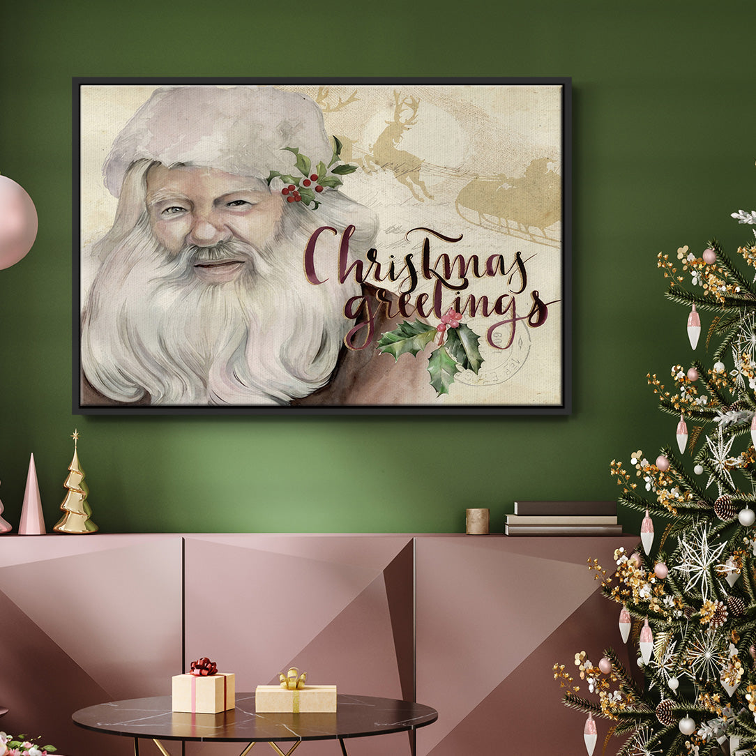 Christmas Greetings Collection A - Floater Framed Canvas Print