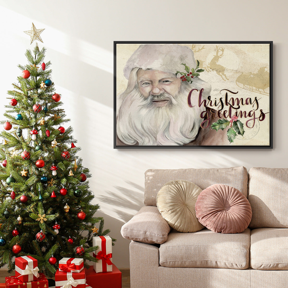 Christmas Greetings Collection A - Floater Framed Canvas Print