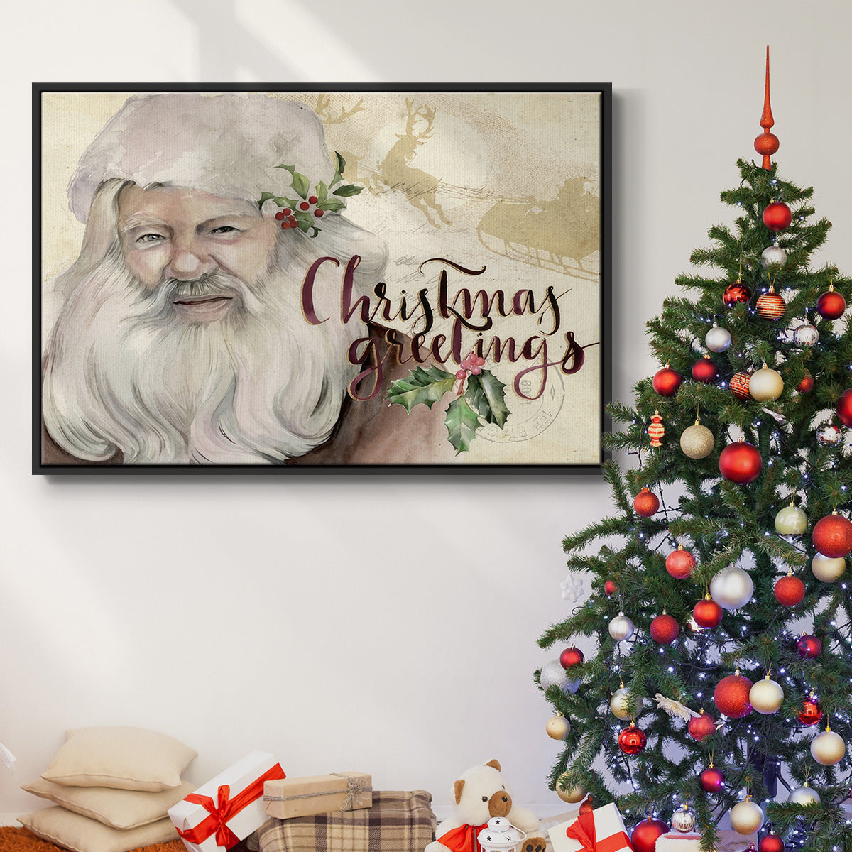 Christmas Greetings Collection A - Floater Framed Canvas Print