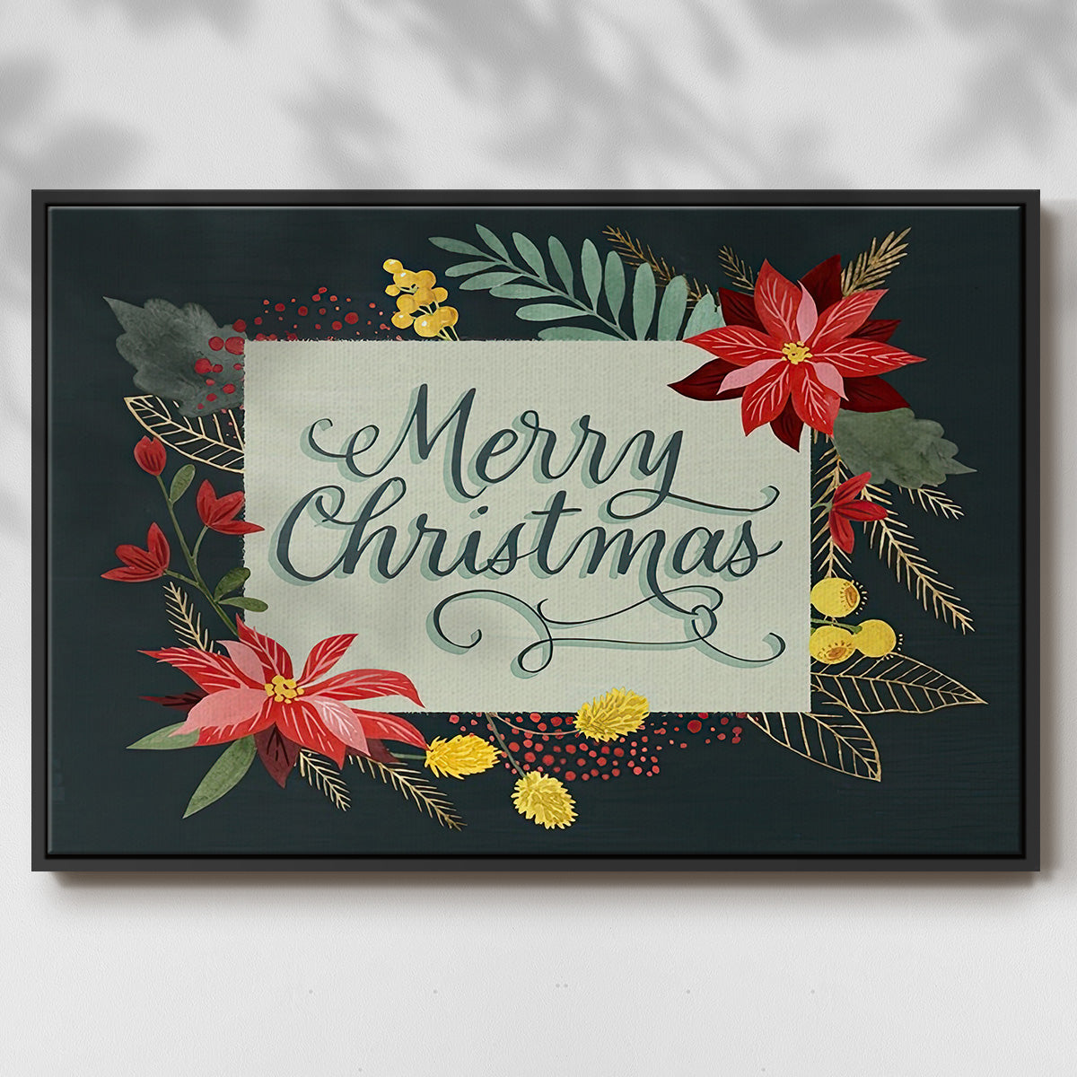 Bright Christmas Night Collection A - Floater Framed Canvas Print