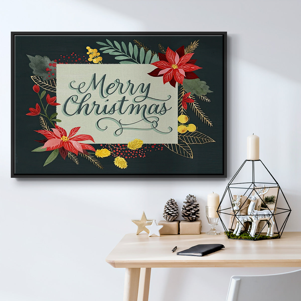 Bright Christmas Night Collection A - Floater Framed Canvas Print