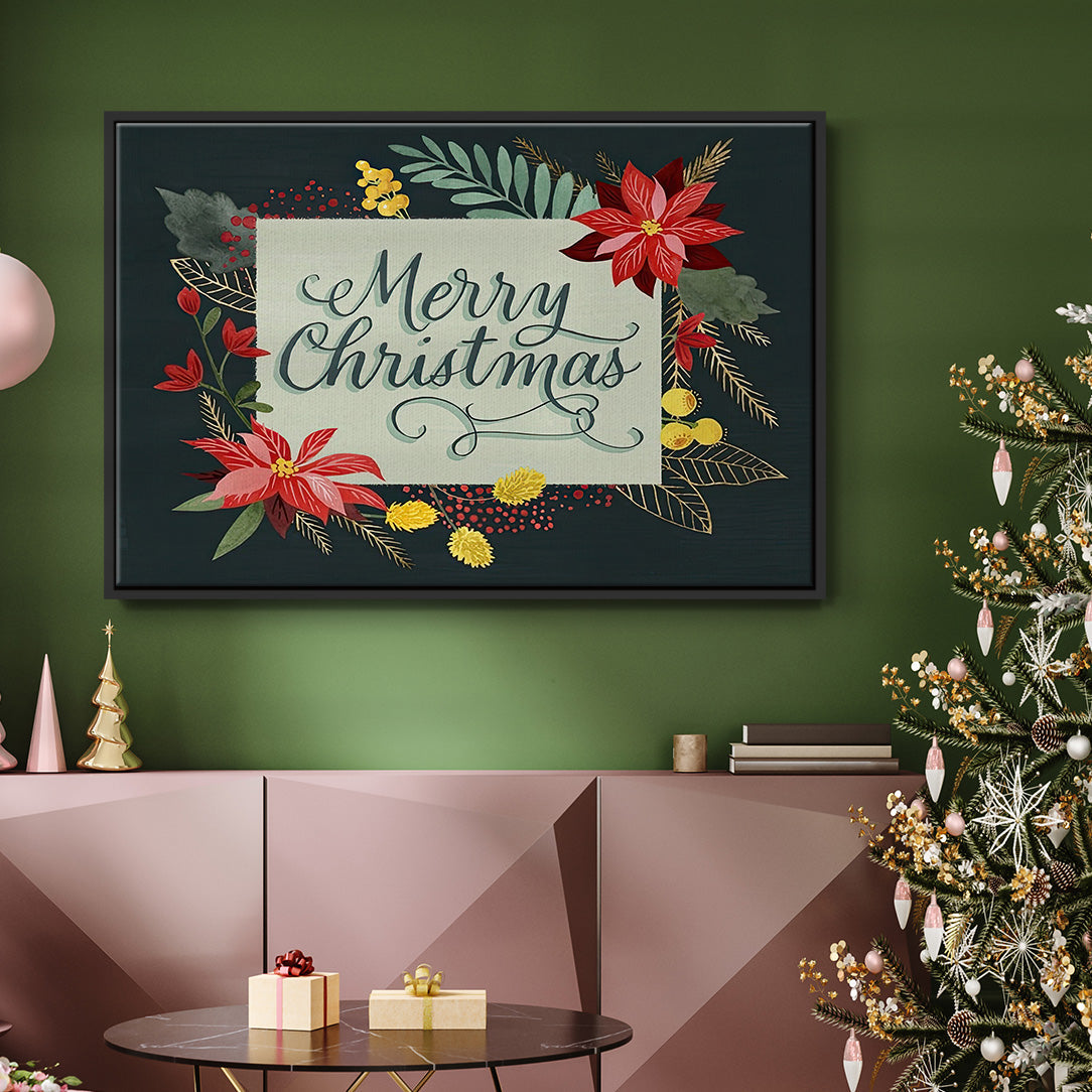 Bright Christmas Night Collection A - Floater Framed Canvas Print