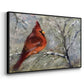 Cardinal in Snow II - Floater Framed Canvas Print