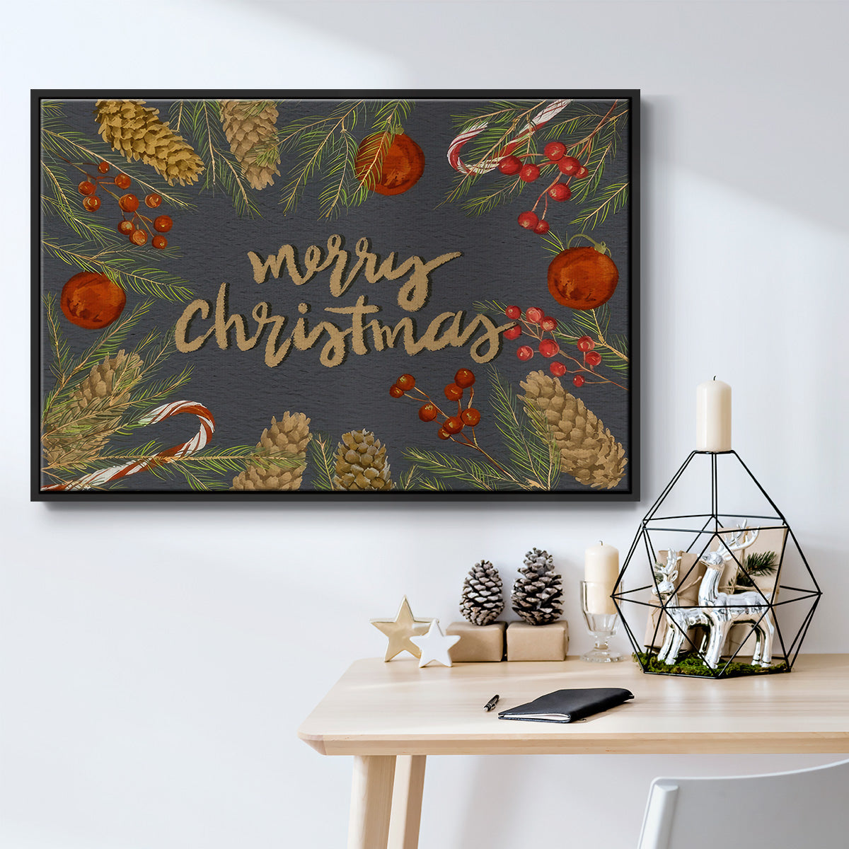 Holiday Sentiment I - Floater Framed Canvas Print