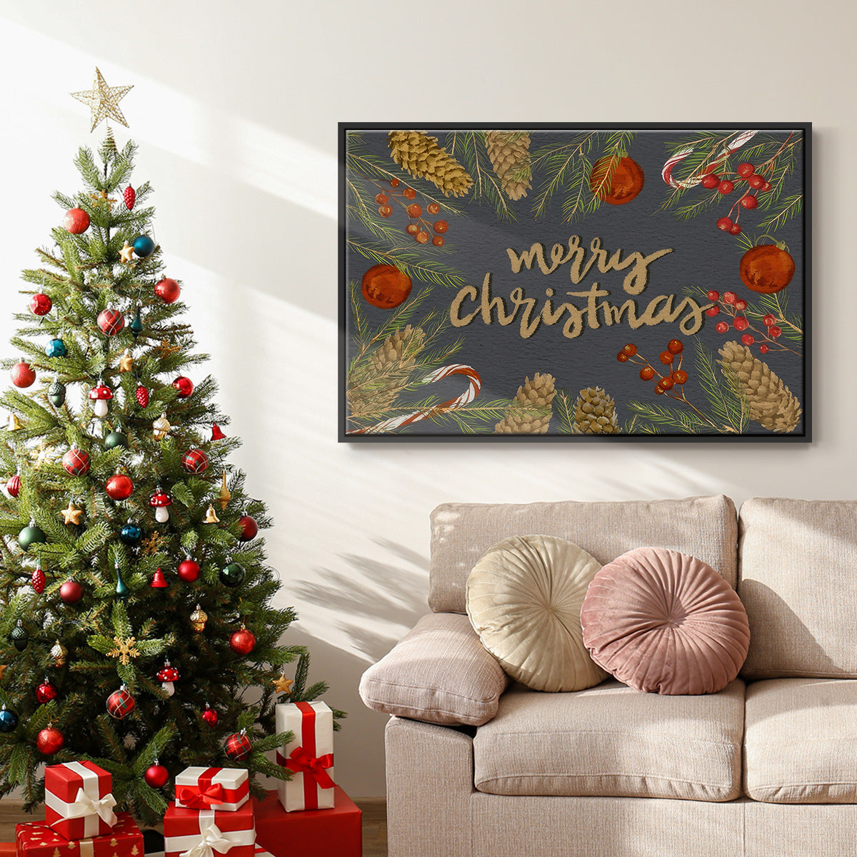 Holiday Sentiment I - Floater Framed Canvas Print