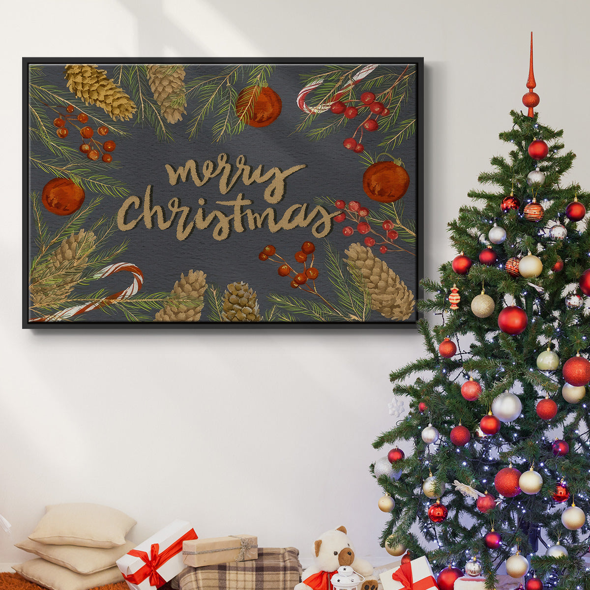 Holiday Sentiment I - Floater Framed Canvas Print