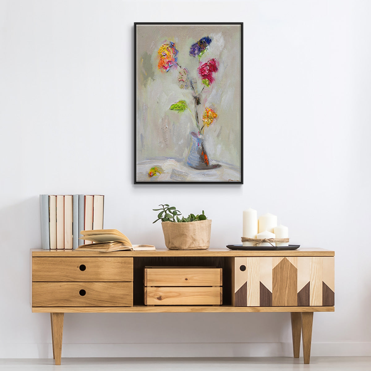 Neoplitan Floral - Floater Framed Canvas Print