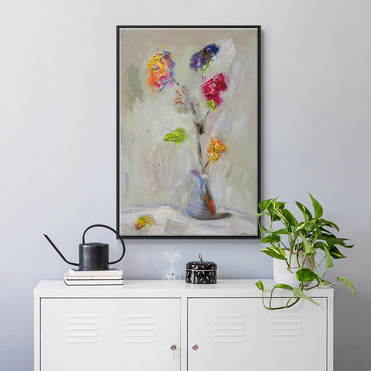 Neoplitan Floral - Floater Framed Canvas Print