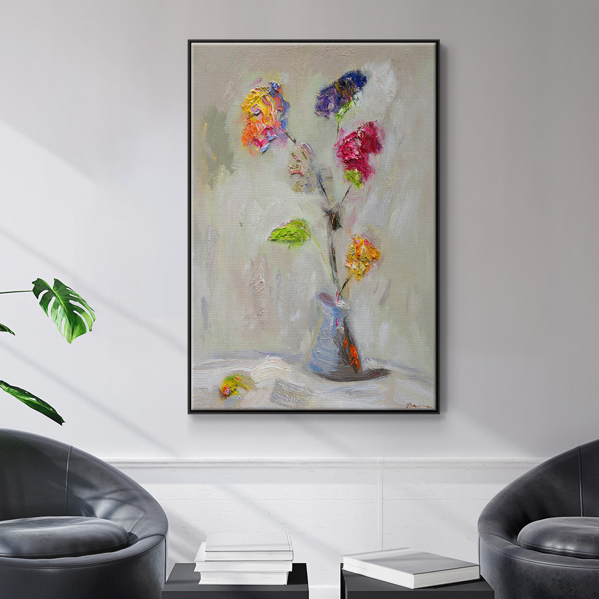 Neoplitan Floral - Floater Framed Canvas Print