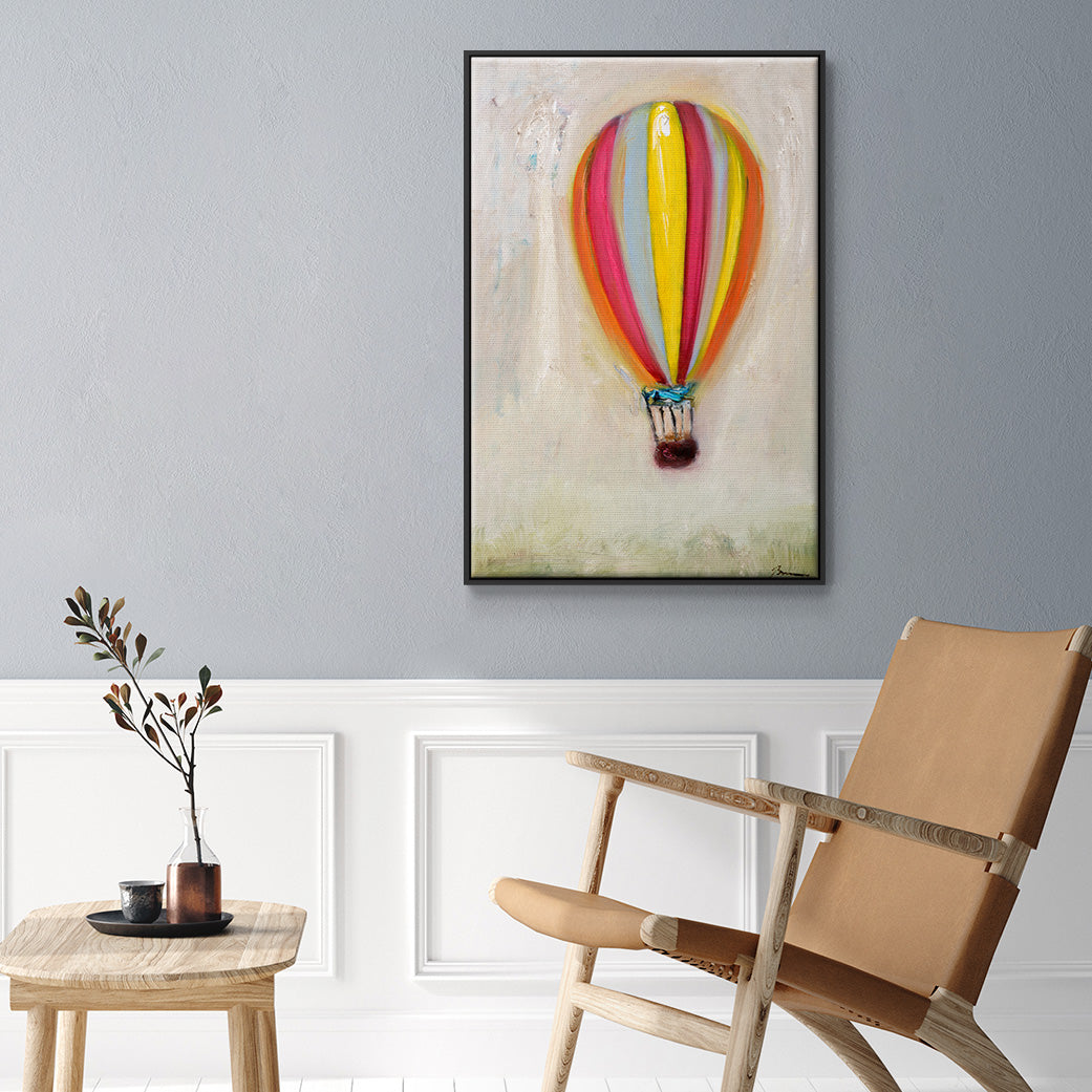Lucky Hot Air Balloon - Floater Framed Canvas Print