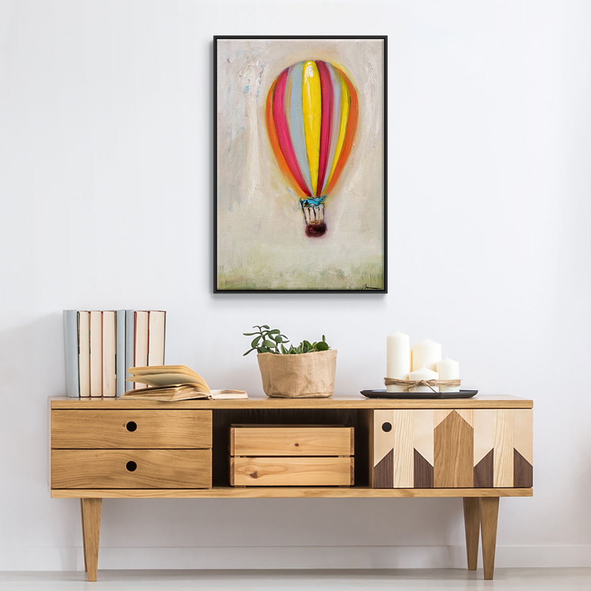 Lucky Hot Air Balloon - Floater Framed Canvas Print