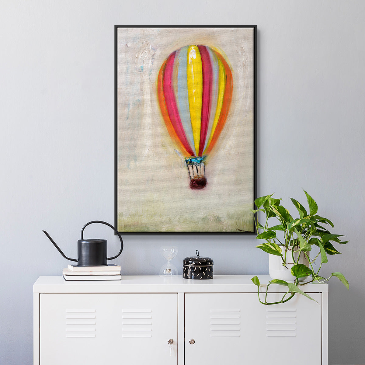 Lucky Hot Air Balloon - Floater Framed Canvas Print