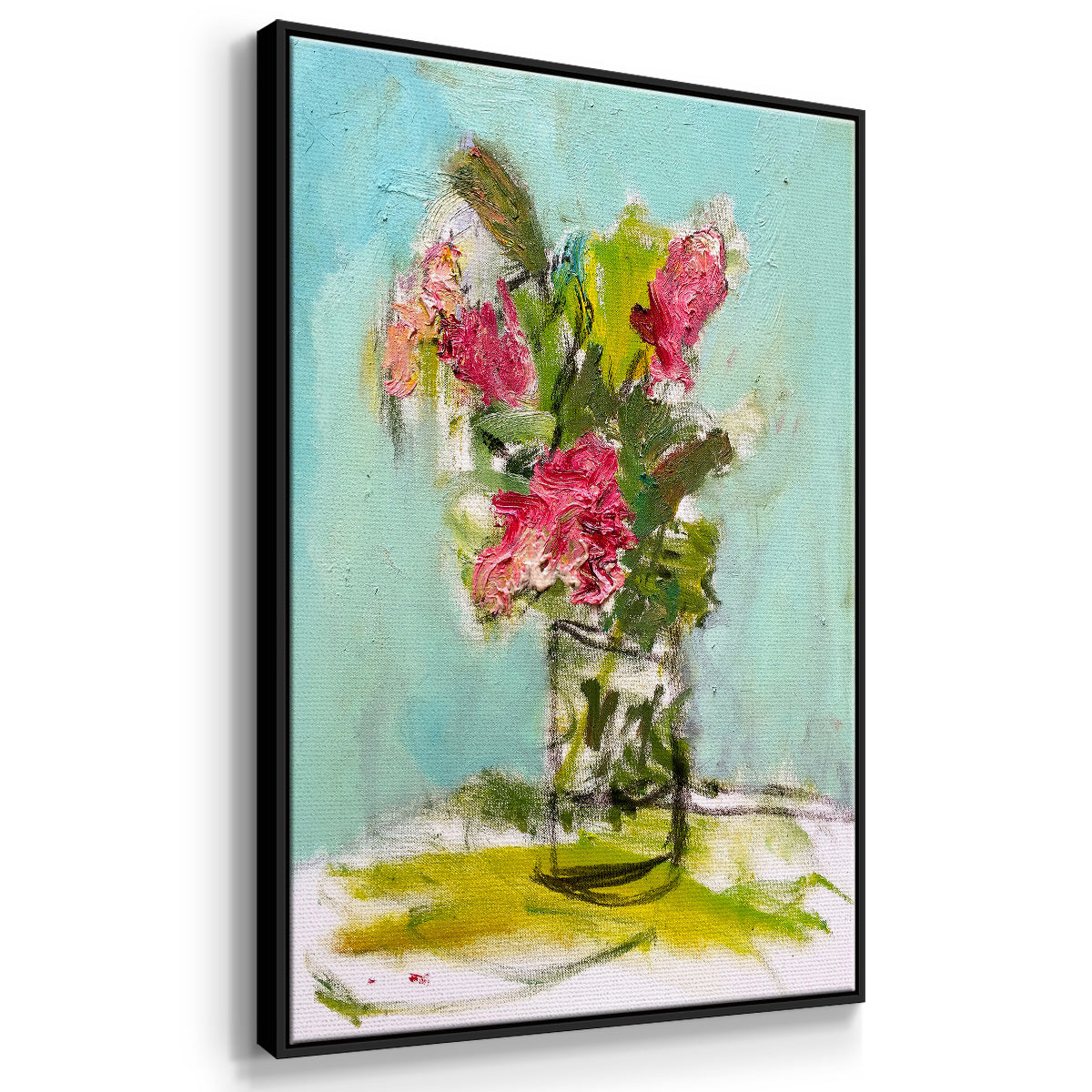Turquoise Lilly - Floater Framed Canvas Print