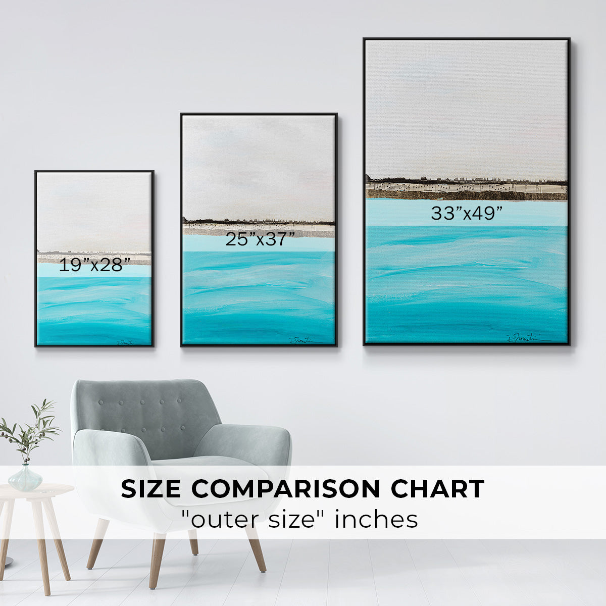 Harmony in Turquiose - Floater Framed Canvas Print