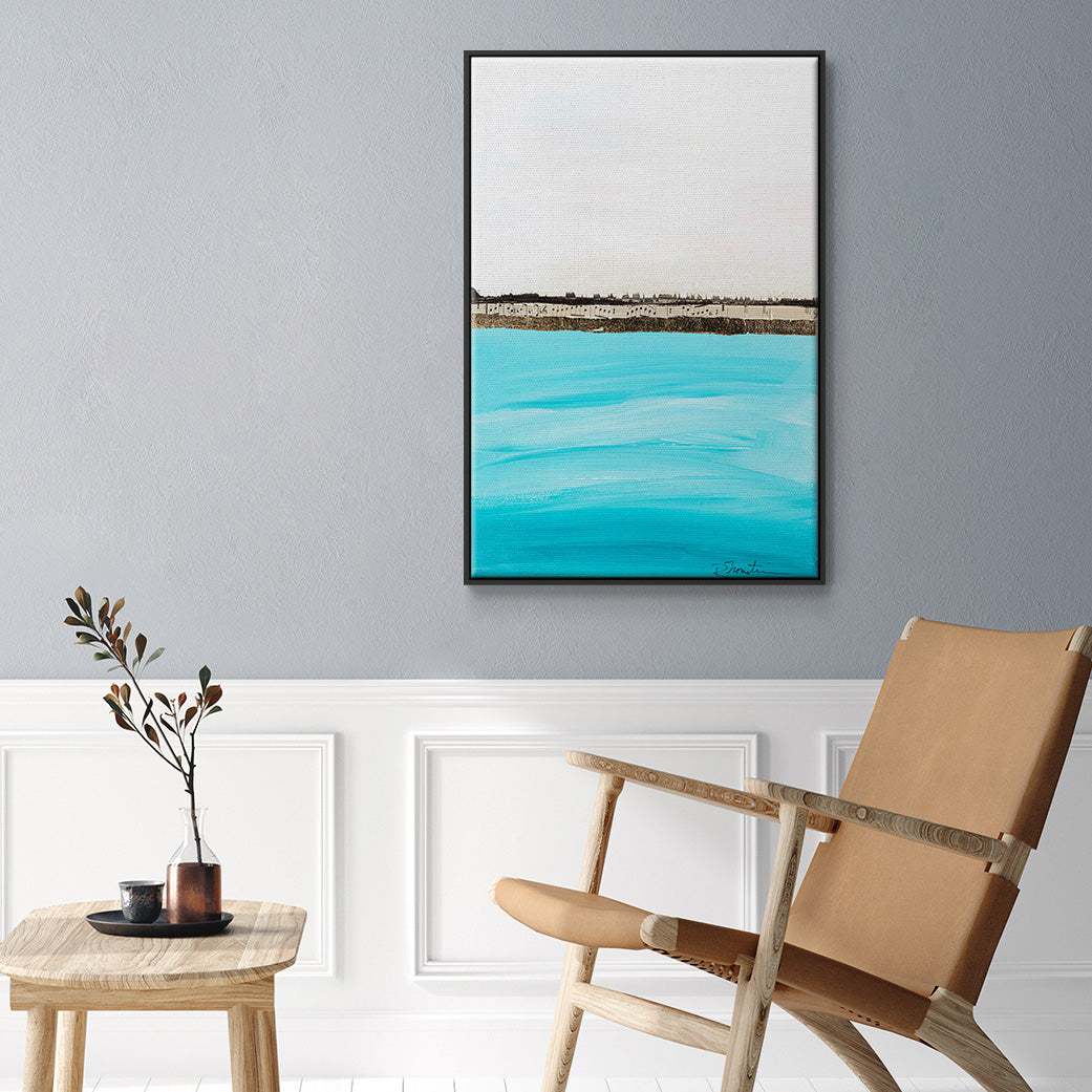 Harmony in Turquiose - Floater Framed Canvas Print