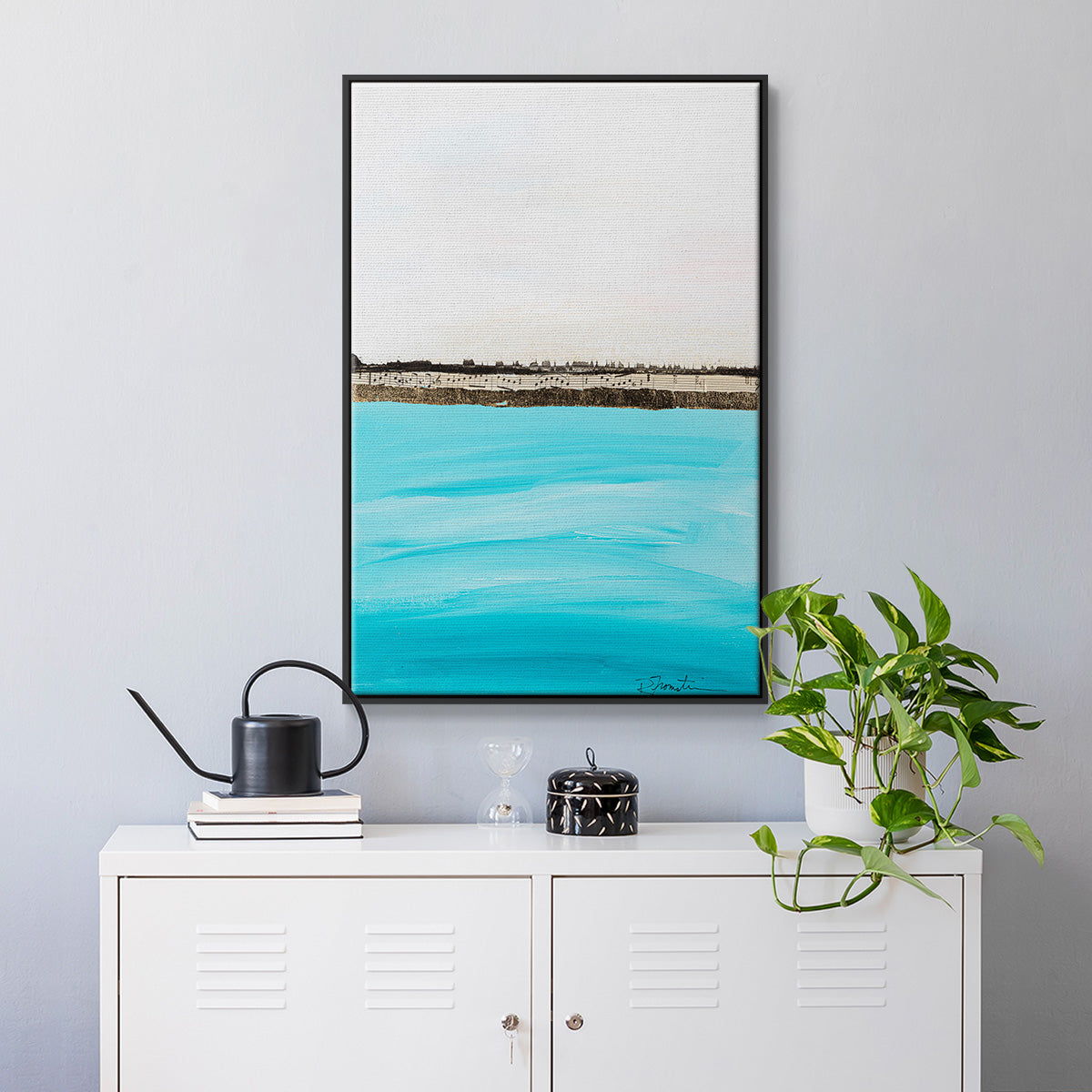 Harmony in Turquiose - Floater Framed Canvas Print