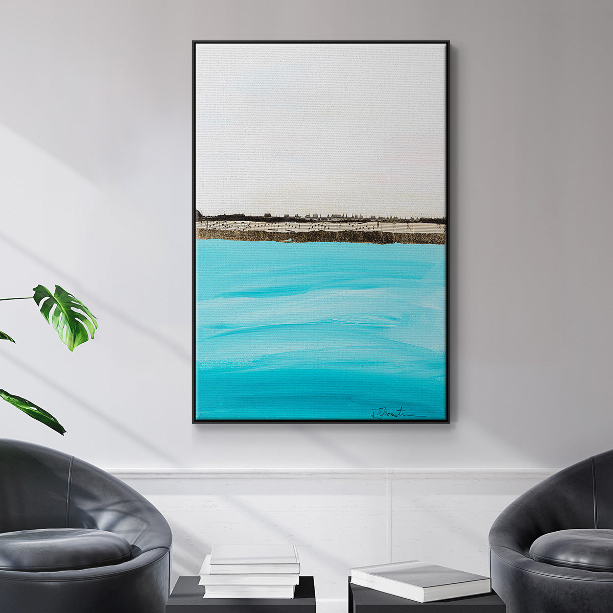 Harmony in Turquiose - Floater Framed Canvas Print