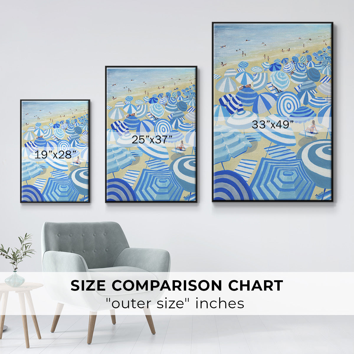 Sky Blue Beach - Floater Framed Canvas Print