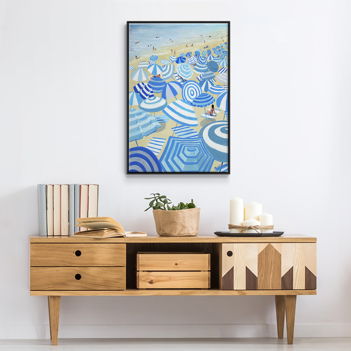 Sky Blue Beach - Floater Framed Canvas Print