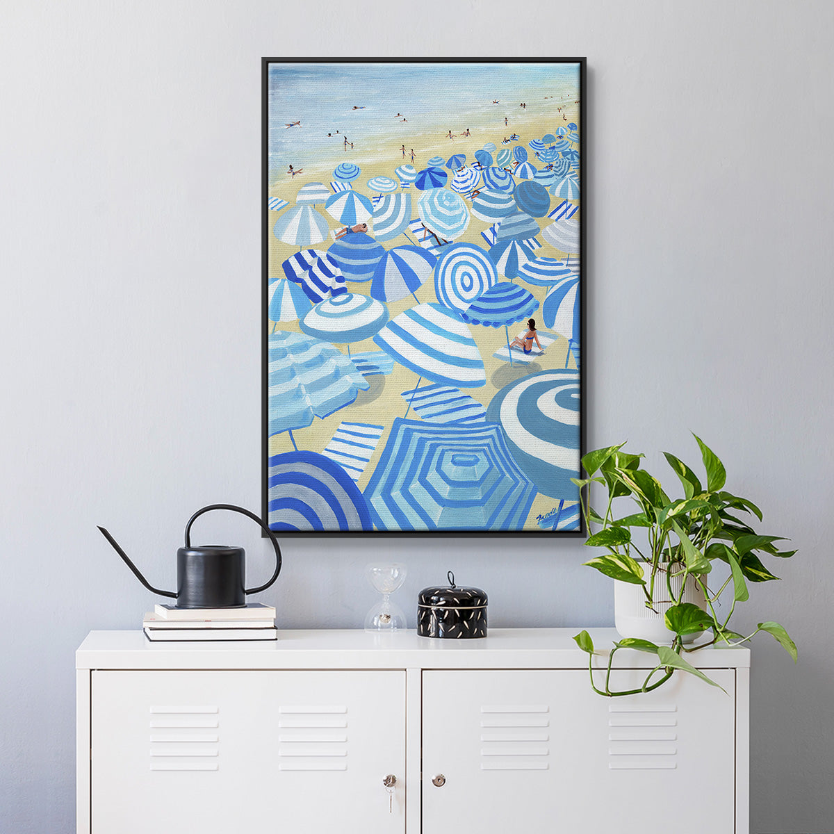 Sky Blue Beach - Floater Framed Canvas Print