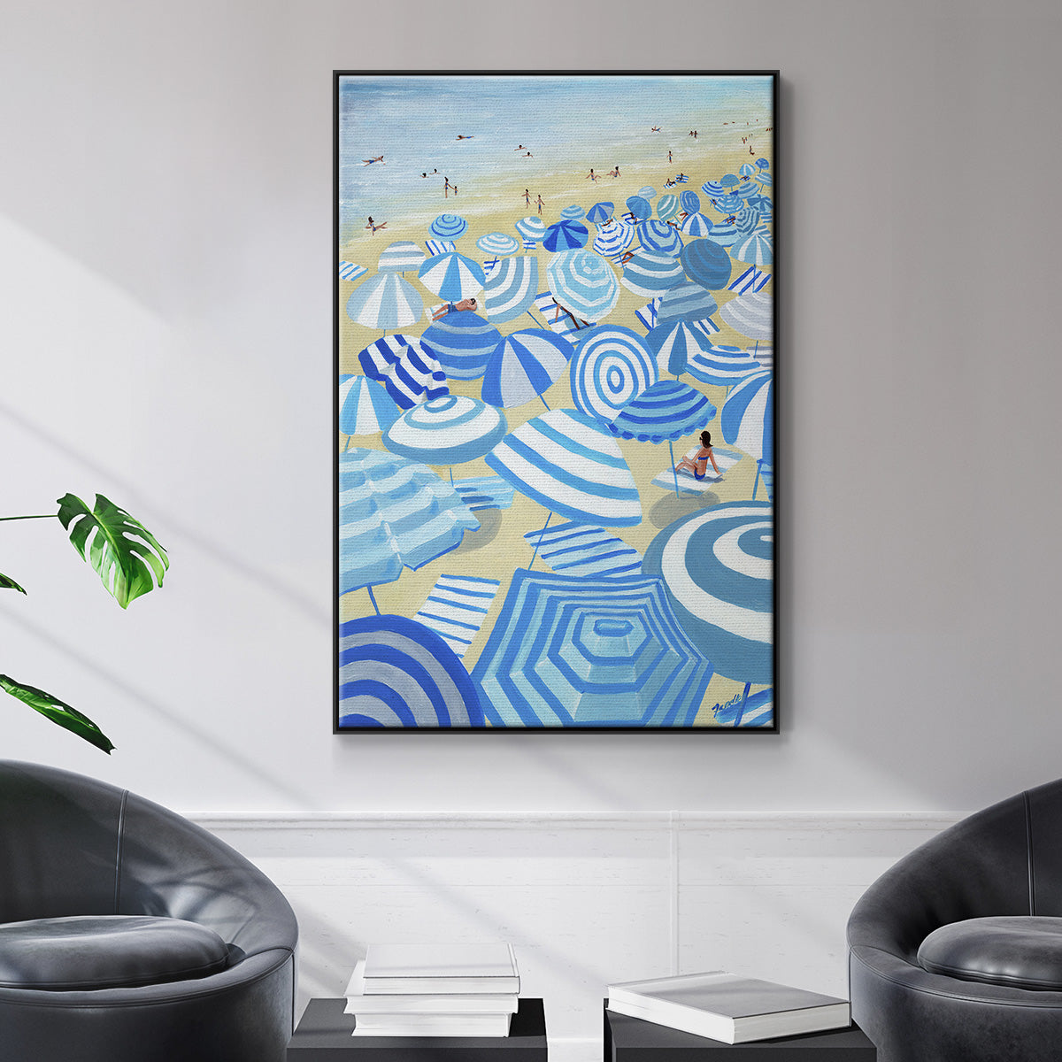 Sky Blue Beach - Floater Framed Canvas Print