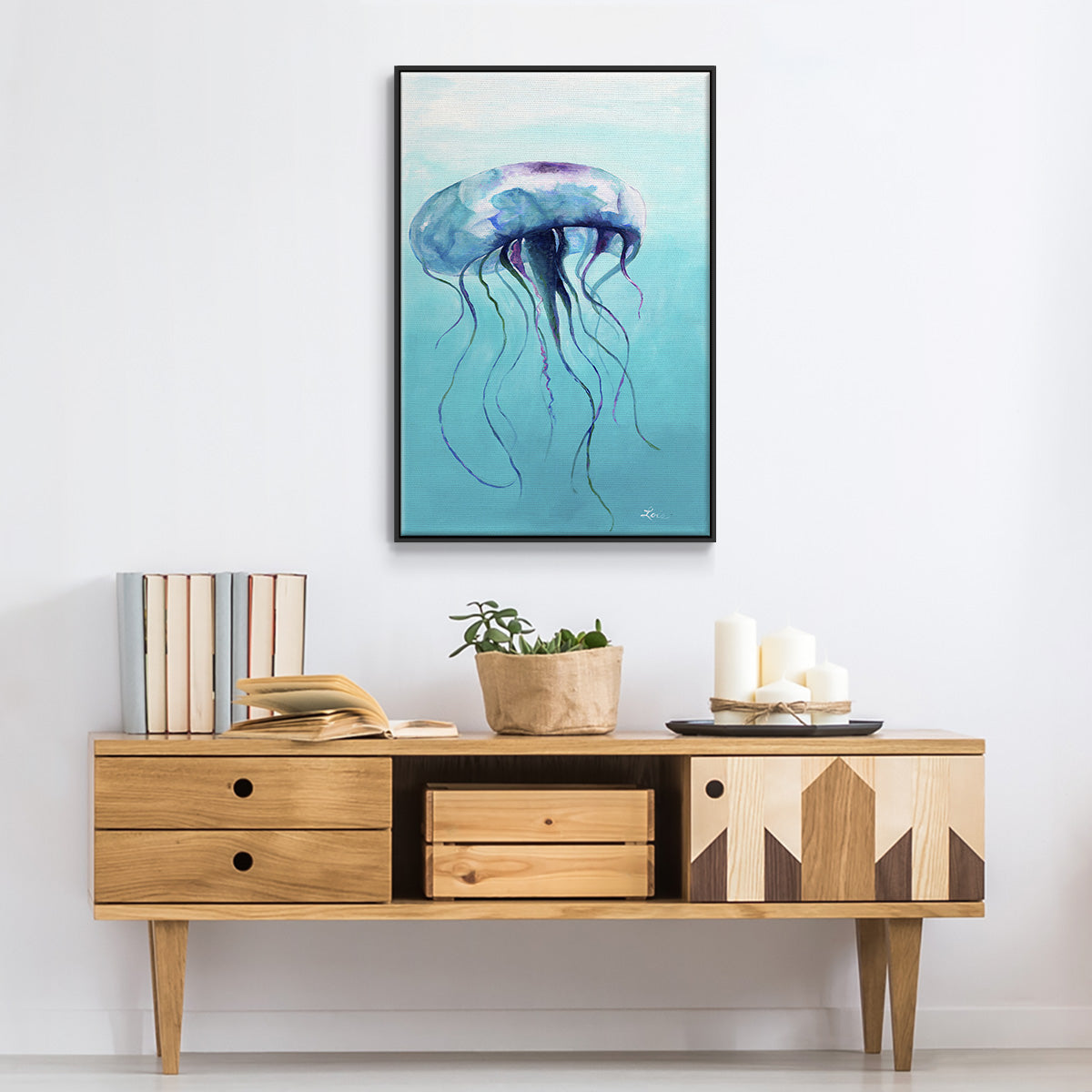 Jelly Fish - Floater Framed Canvas Print