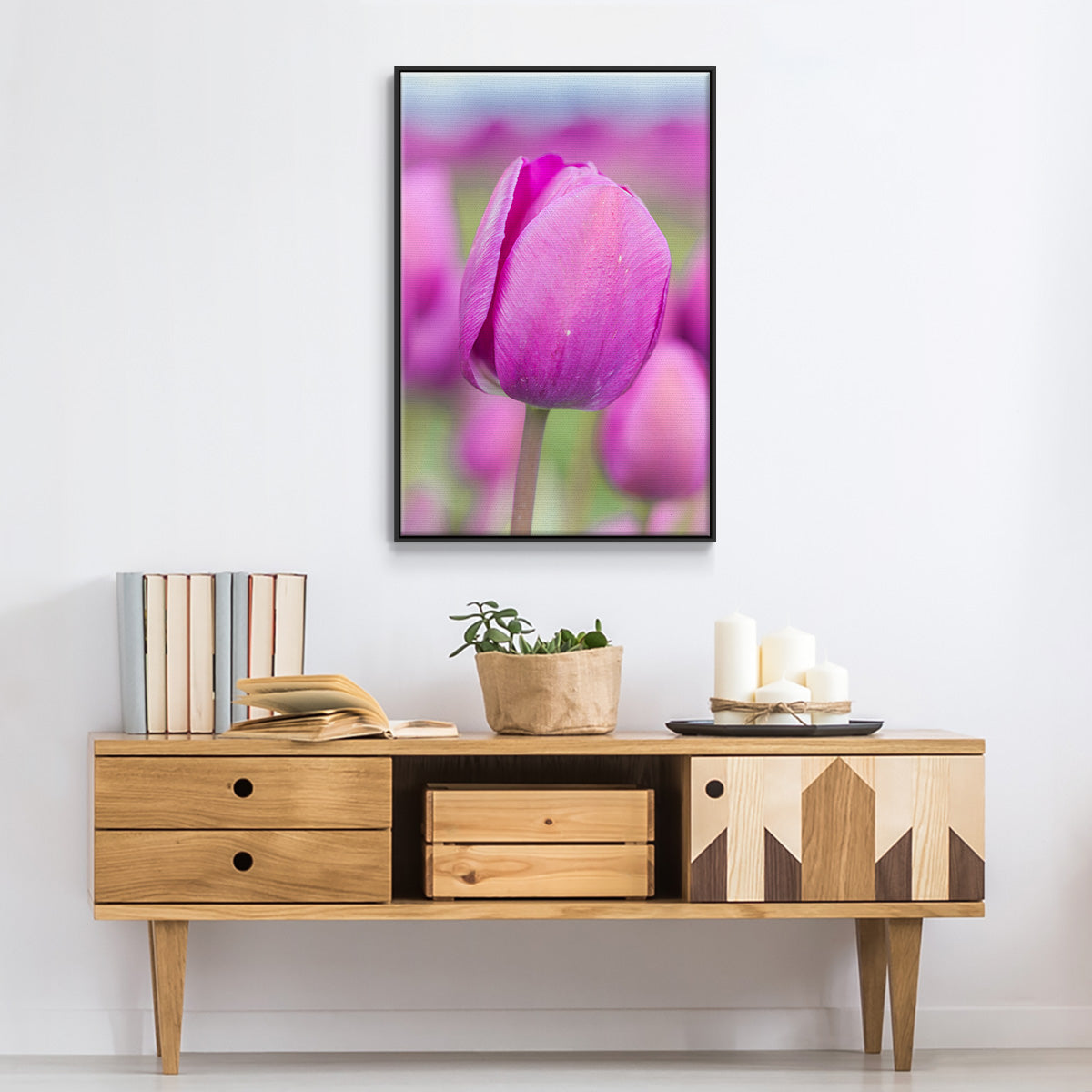 Magenta Stem - Floater Framed Canvas Print
