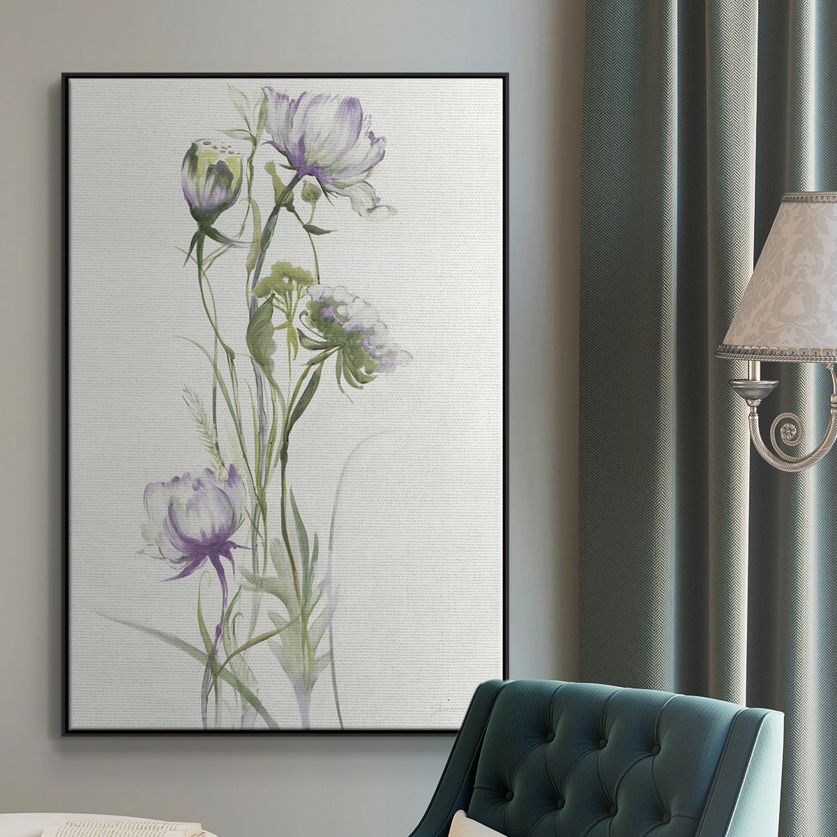 Late Summer Wildflowers I V30 - Floater Framed Canvas Print