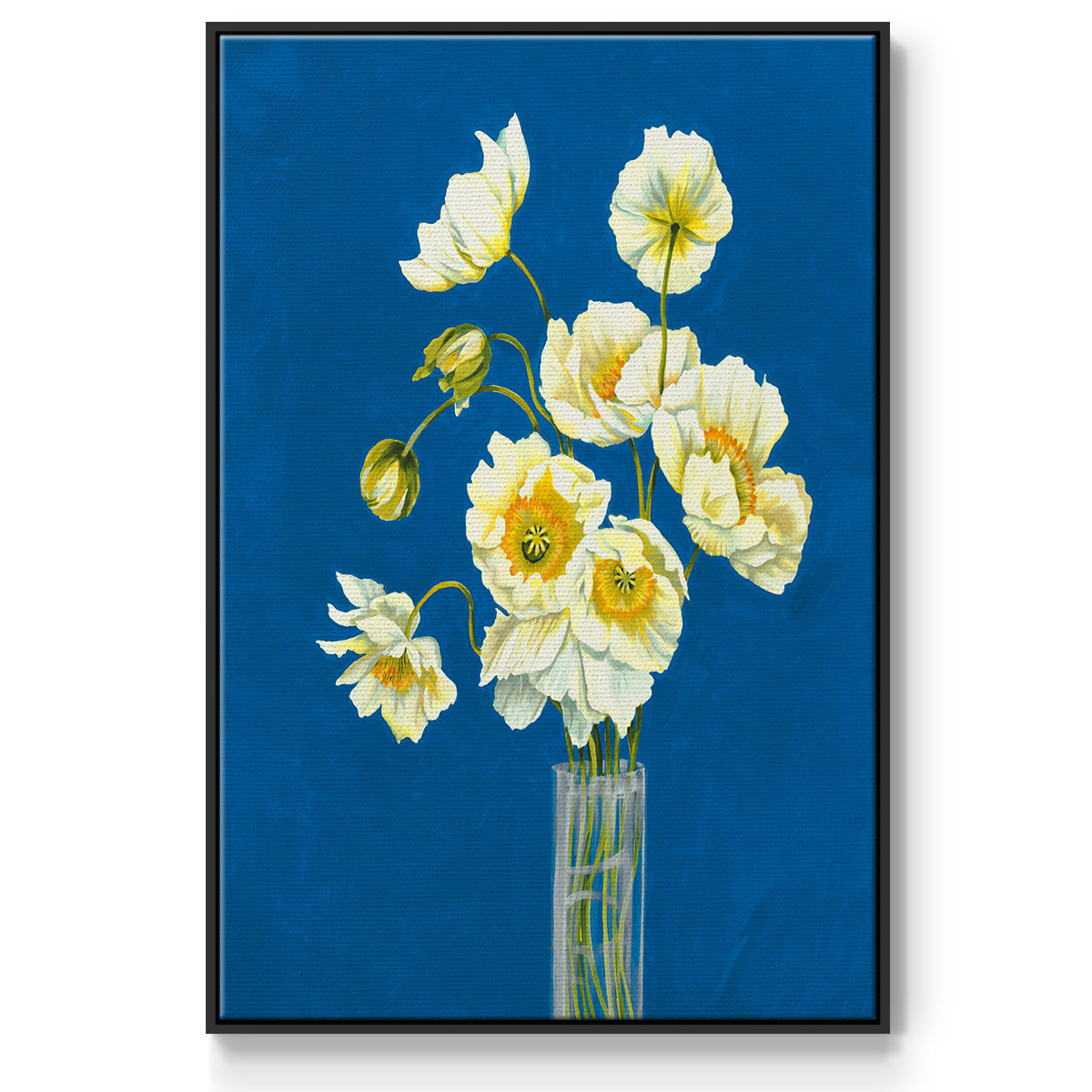 Ice Poppies - Floater Framed Canvas Print