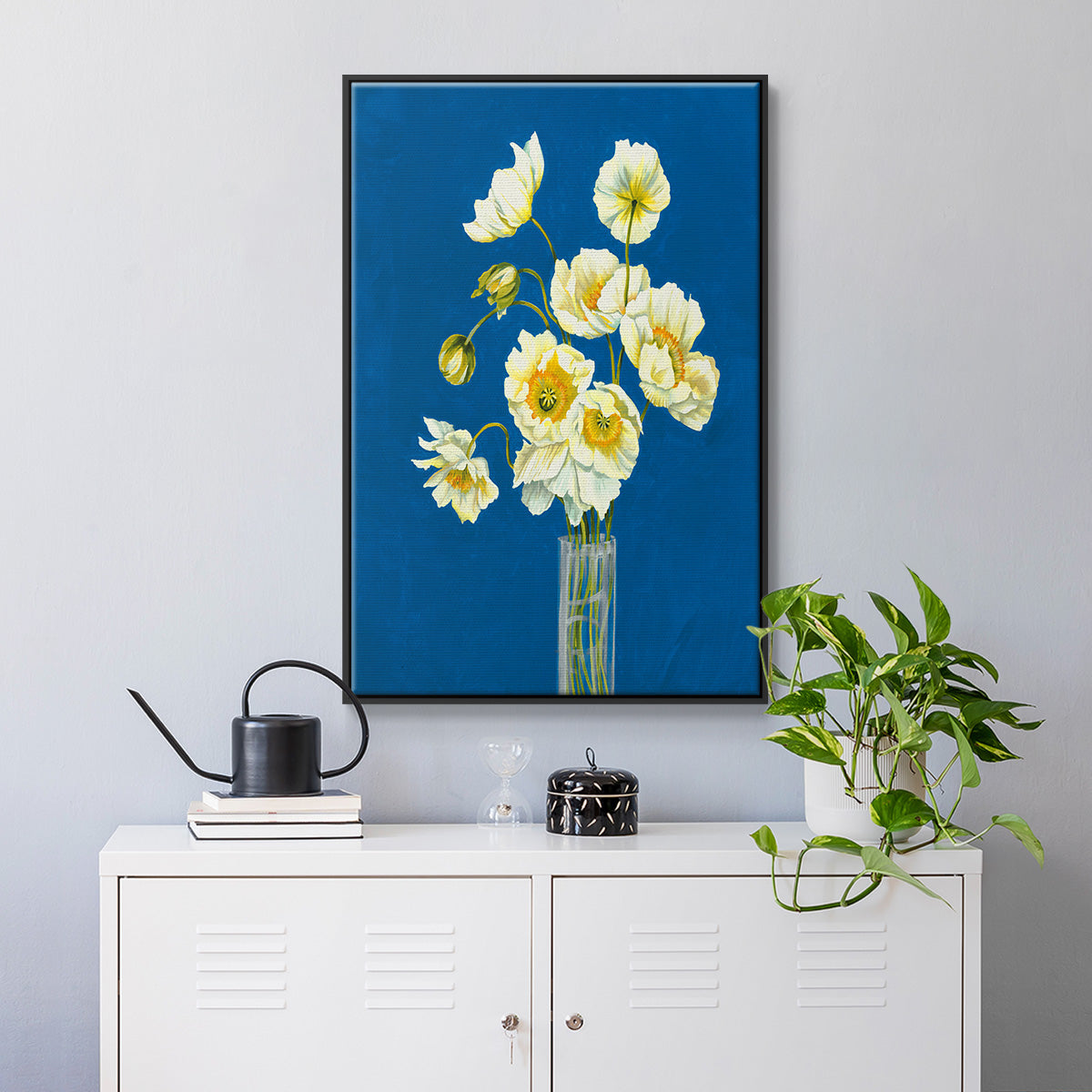 Ice Poppies - Floater Framed Canvas Print