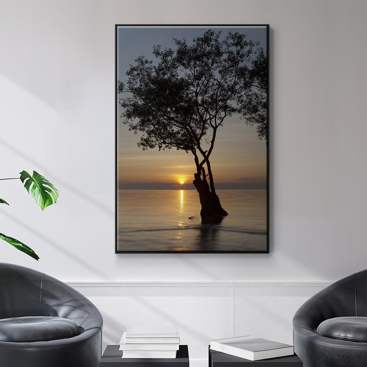 Sunset Silhouette - Floater Framed Canvas Print