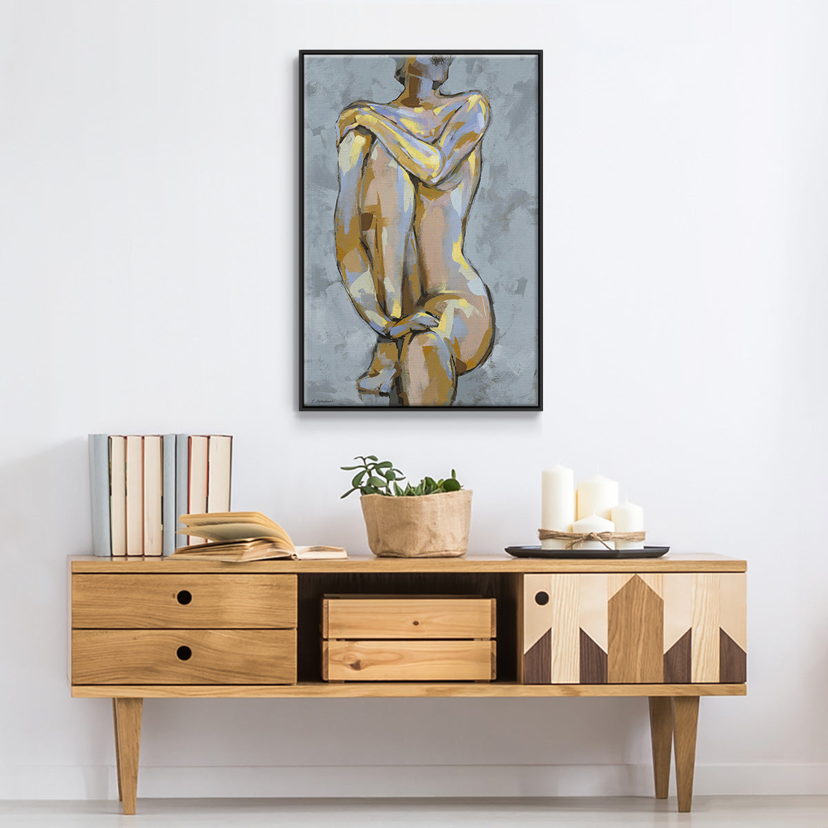 Grey Maiden I - Floater Framed Canvas Print